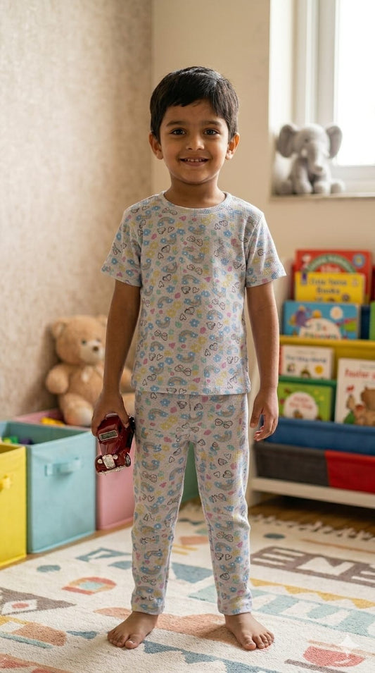 Colourful ribbed Coord  set (1-6 years )Code:SA