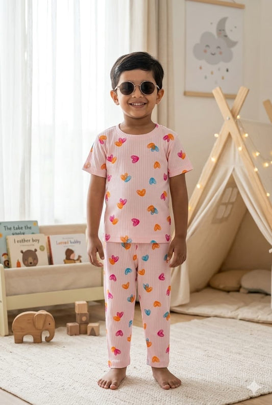 Hearts ribbed Coord  set (1-6 years )Code:SA
