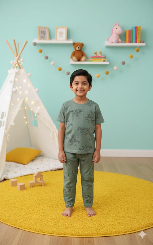 Green dino  Top & bottom set (3-10 years)