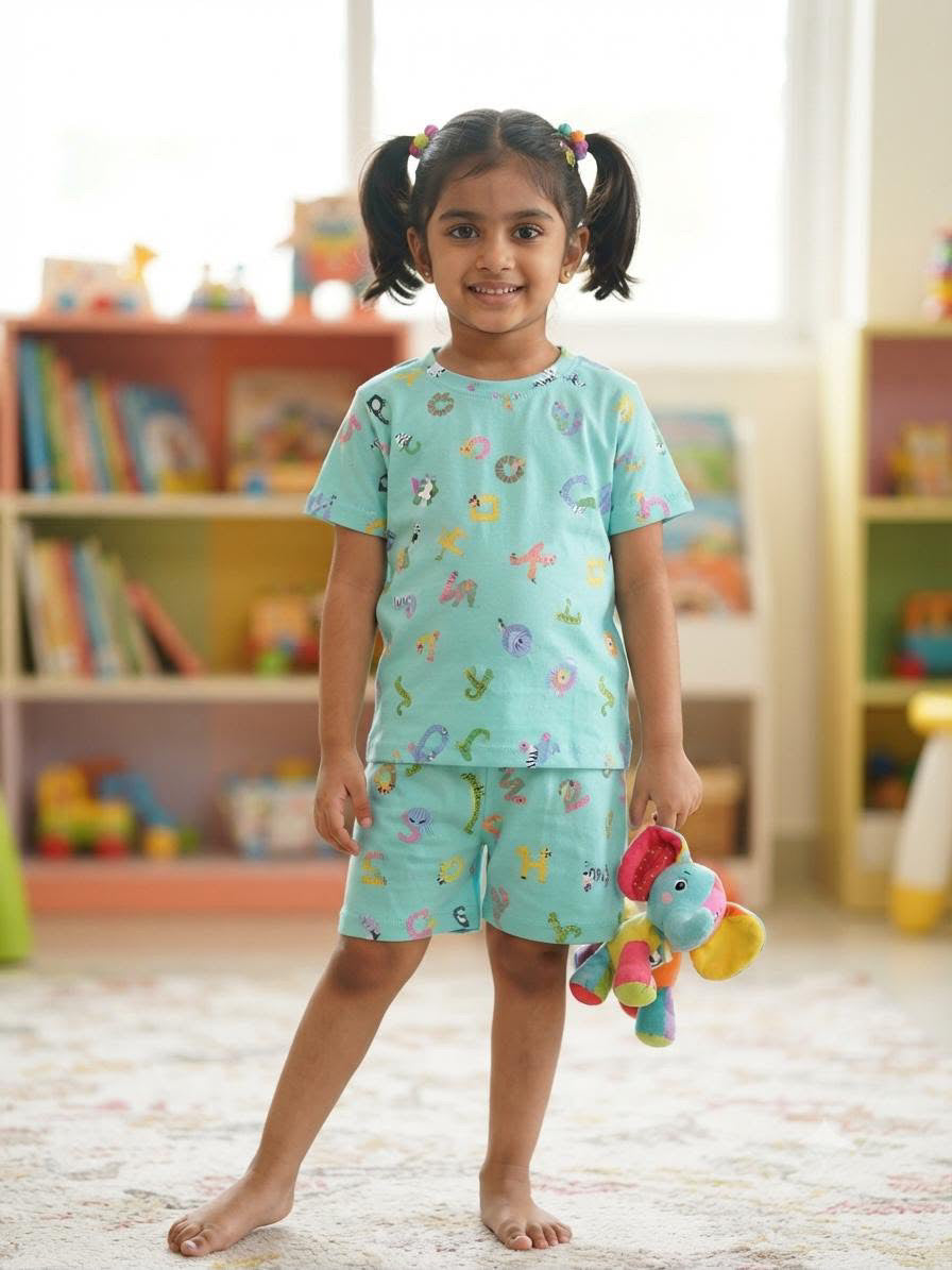 Blue Letters   First Date Premium Short Set  (6 months-3 years)