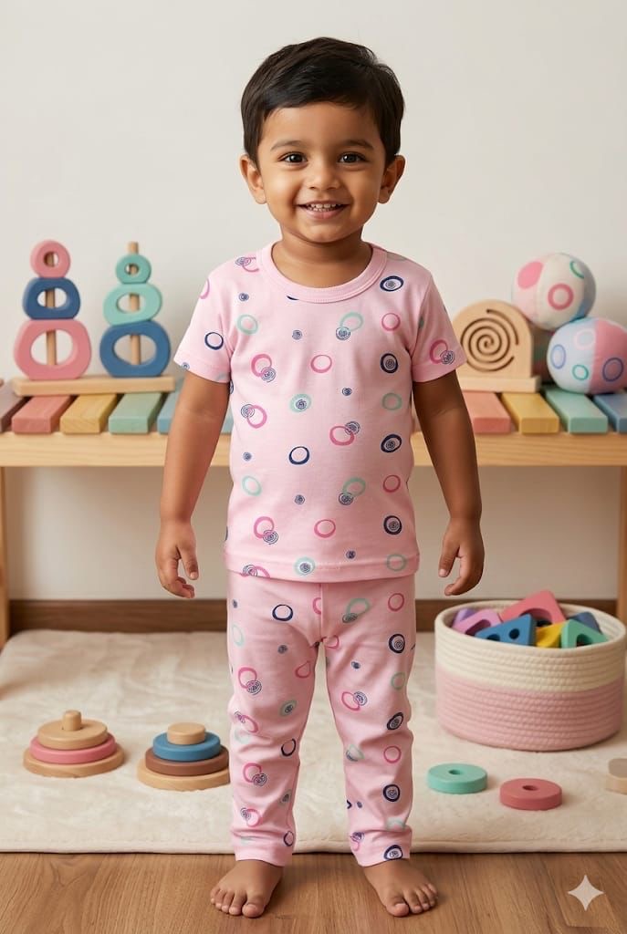 Pink circle Top & bottom  set (2-3 years)
