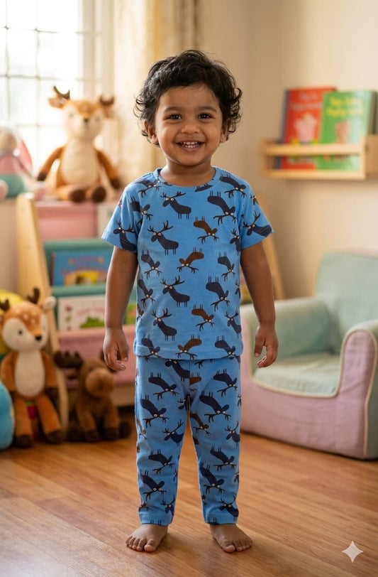 Black deer checks Top & bottom  set (5-12 years)