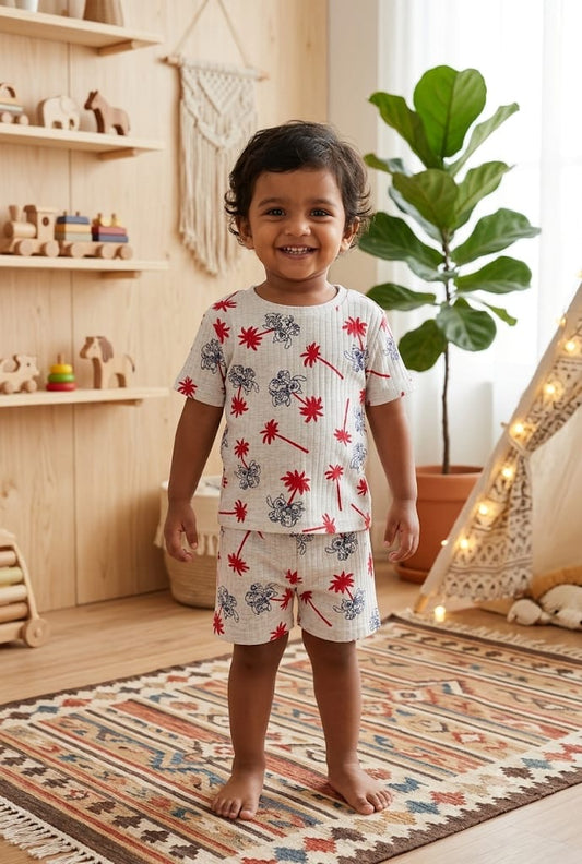 Red blue Ribbed Short  set (1-6 years )Code:SA