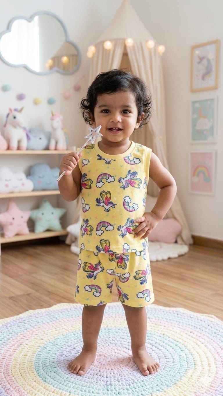Yellow Sleeveless Short  Set (1-3 year )