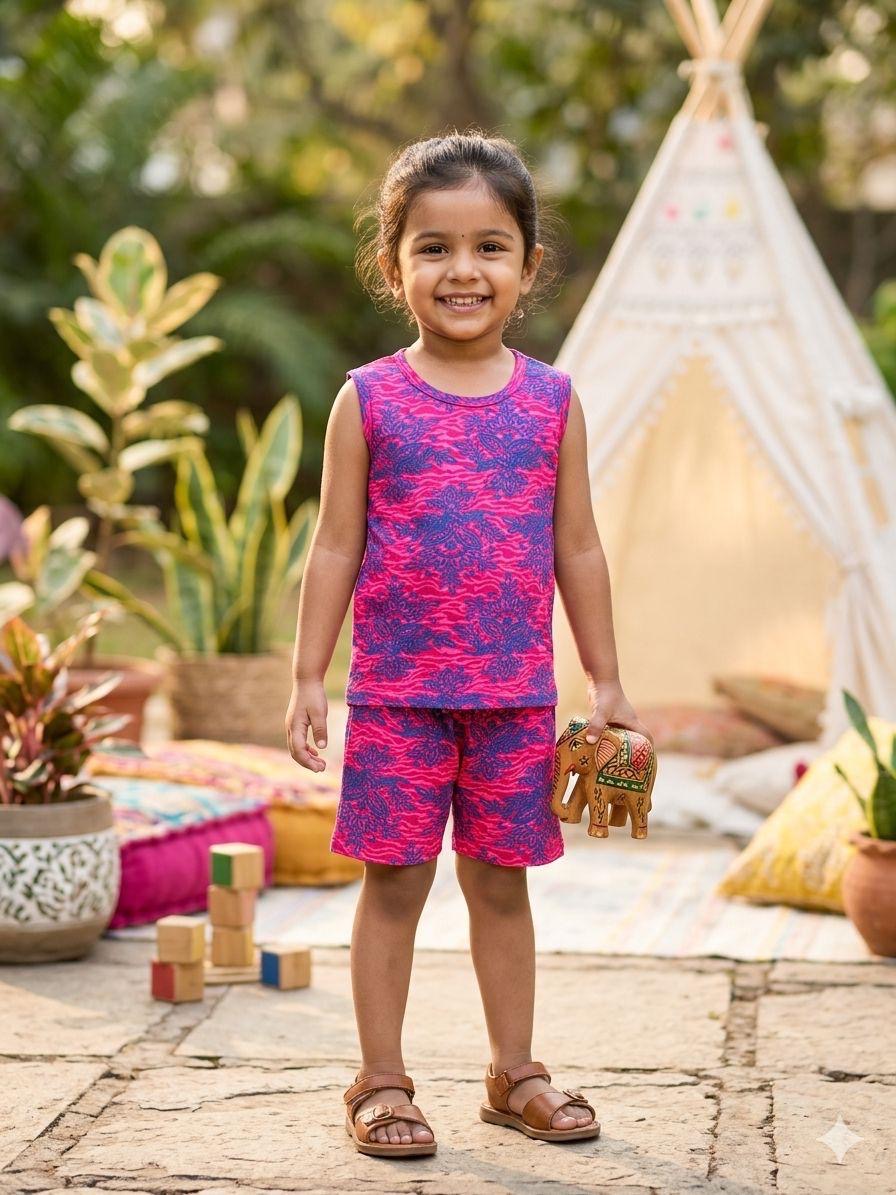 Pink blue  Sleeveless Short  Set (1-3 year )