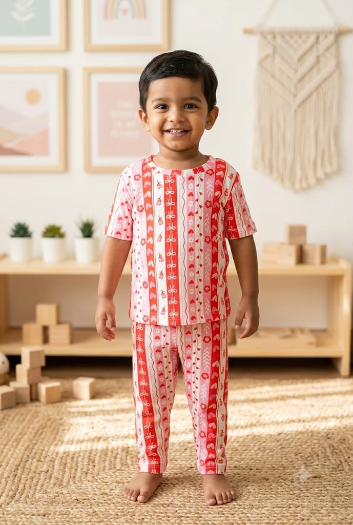 Bow & hearts   ribbed Coord  set (1-6 years )Code:SA